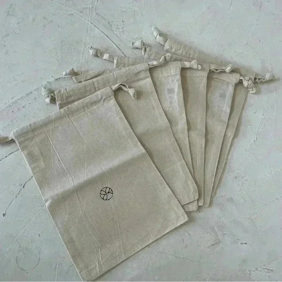 Canvas Gift Bag Dust Bag Pouch Drawstrings Bundle of 6 Japanese Pouch - Picture 2 of 9